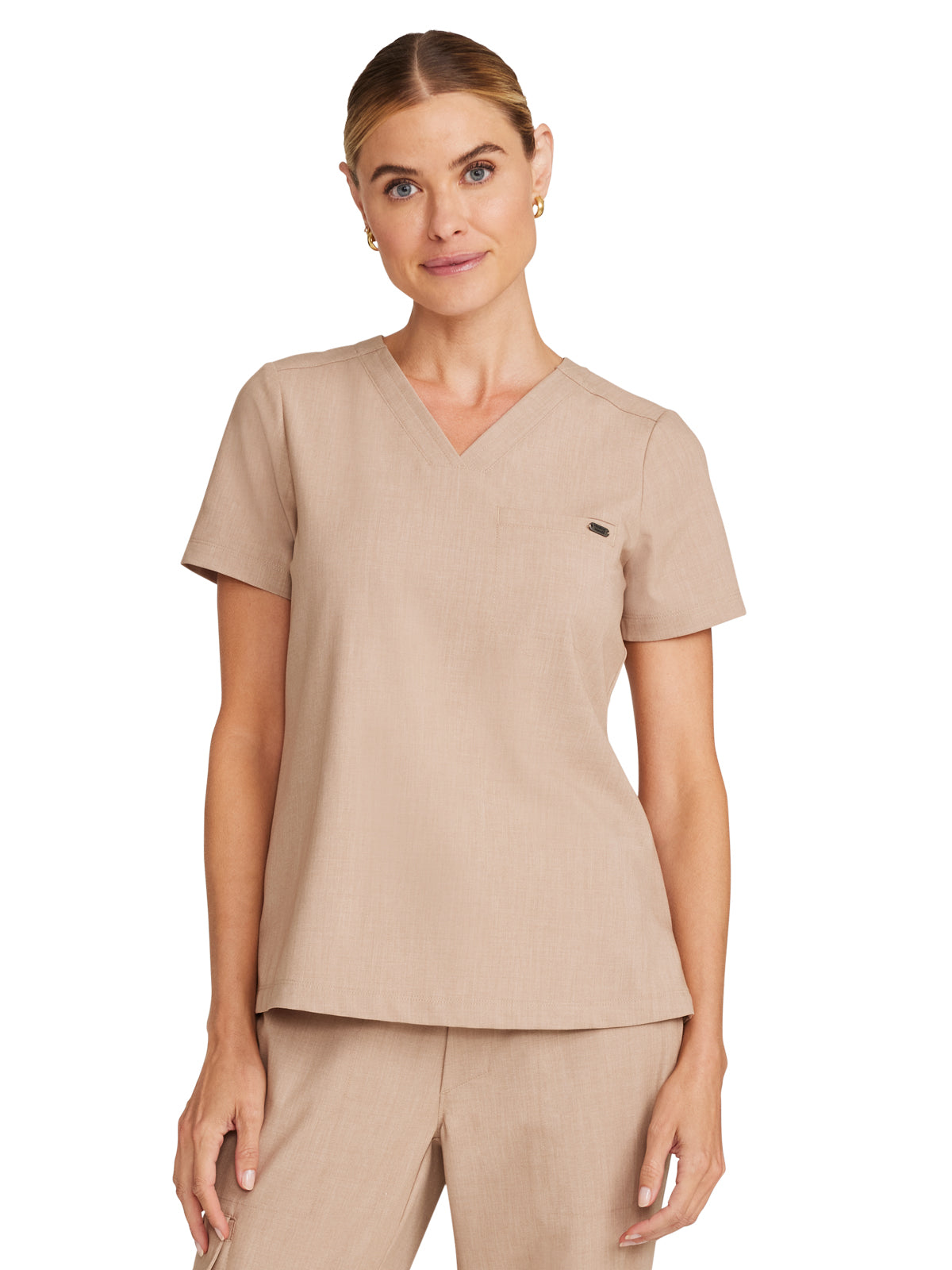 Women's 1-Pocket V-Neck Top - 755 - Desert Taupe