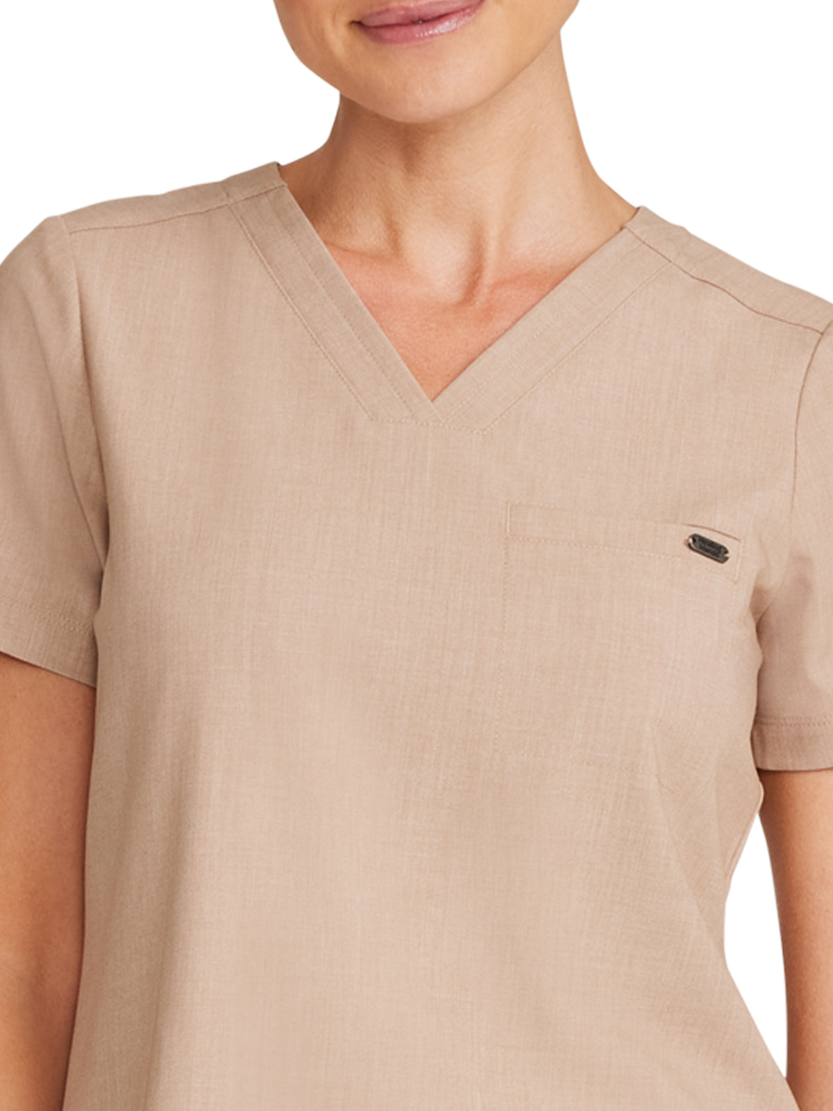 Women's 1-Pocket V-Neck Top - 755 - Desert Taupe