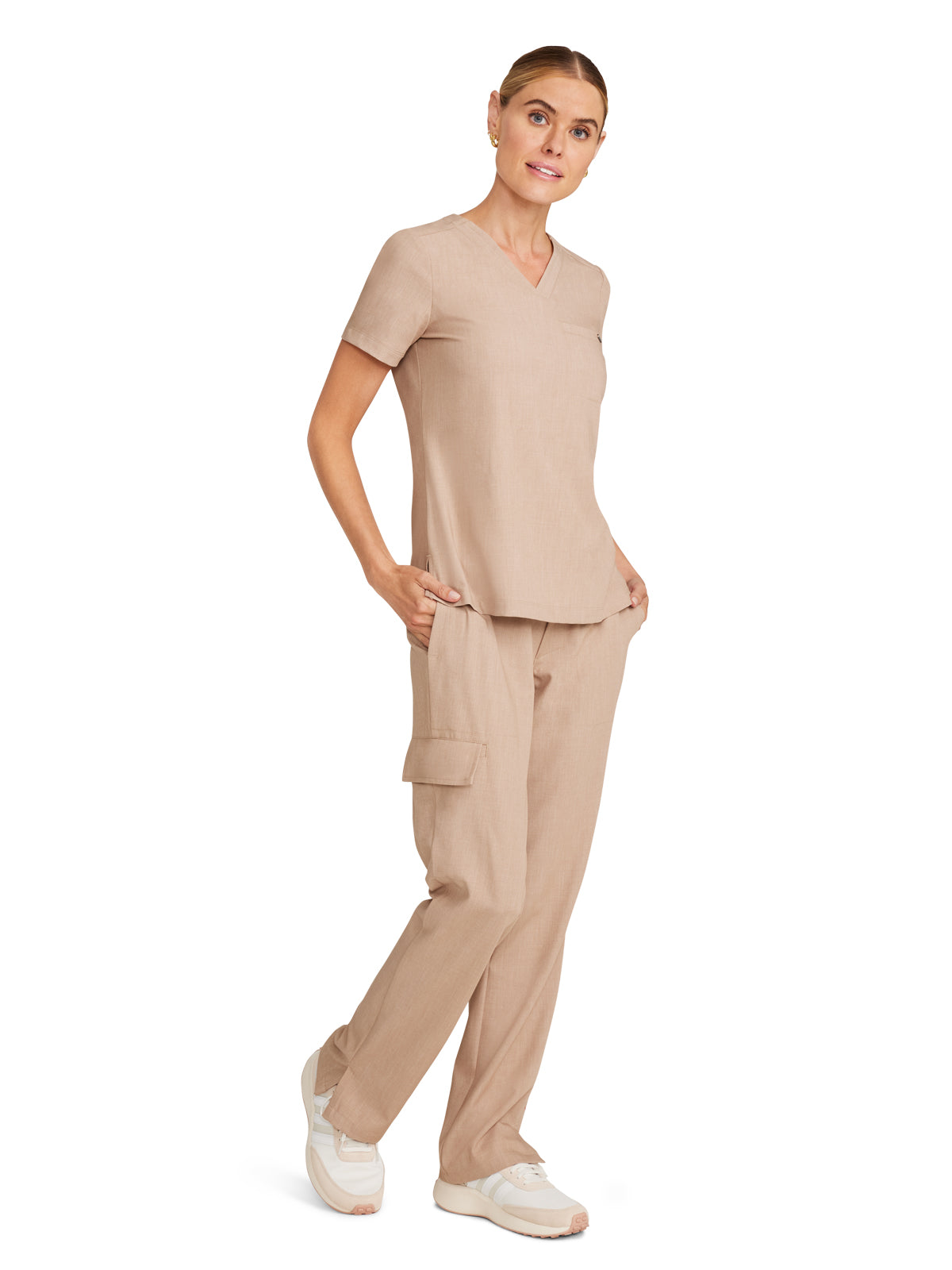 Women's 1-Pocket V-Neck Top - 755 - Desert Taupe