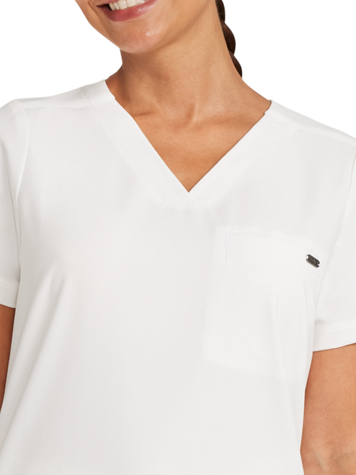 Women's 1-Pocket V-Neck Top - 755 - White Gardenia