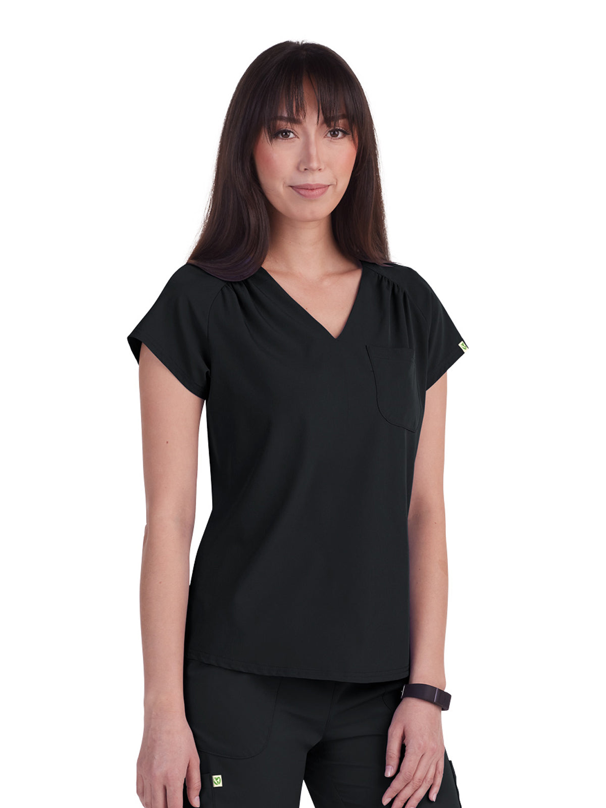 Women's One-Pocket Heart-Shaped Neckline Eco-Friendly Kailani Top - 1118 - Black