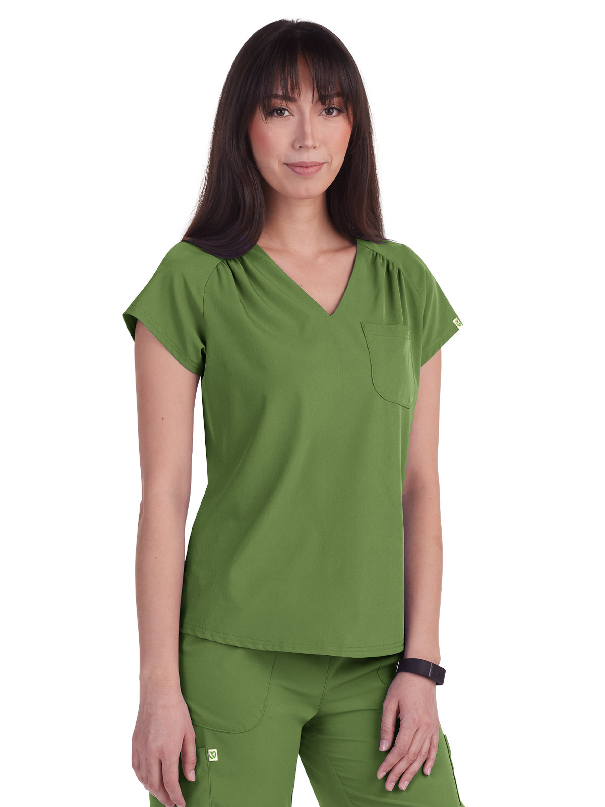 Women's One-Pocket Heart-Shaped Neckline Eco-Friendly Kailani Top - 1118 - Martini Olive