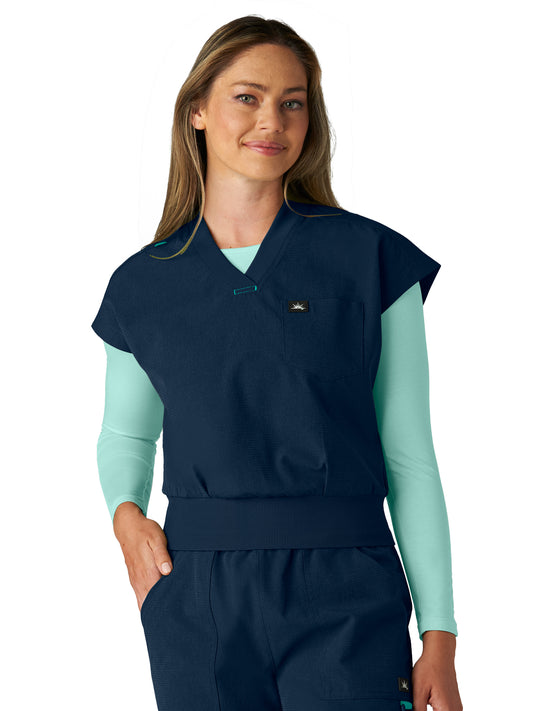 Women's One-Pocket V-Neck Trinity Scrub Top - 1143 - Navy