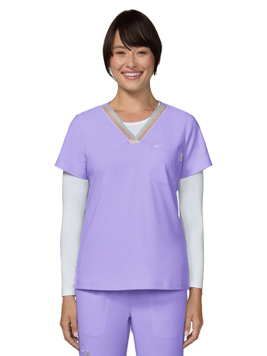 Women's One-Pocket V-Neck Scrub Top - 1147 - French Lavender