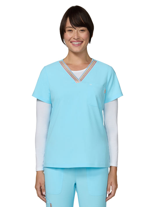 Women's One-Pocket V-Neck Scrub Top - 1147 - Sky