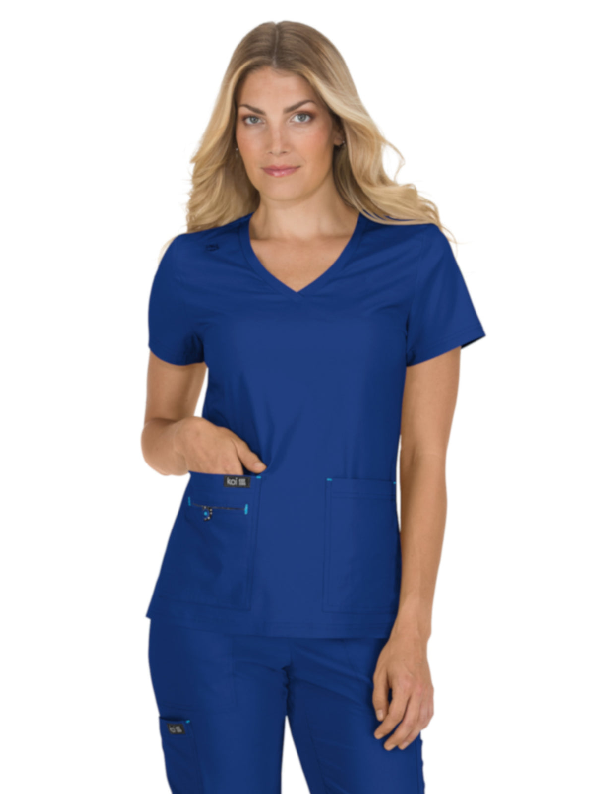 Women's Four-Pocket Stretch V-Neck Becca Top - 373 - Galaxy