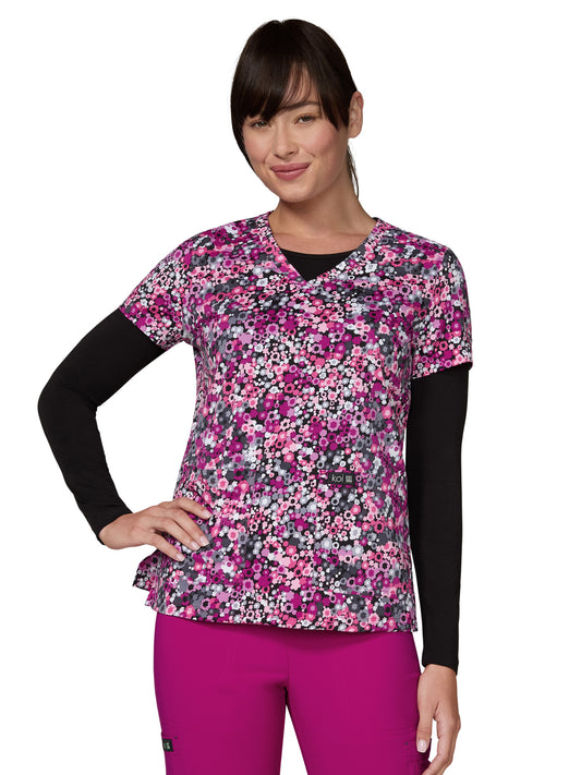 Women's Two-Pocket Athletic-Inspired, Breathable Mesh Leslie Top - 384PR - Ditsy Camo