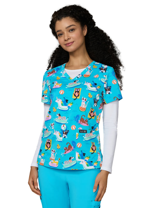 Women's Two-Pocket Athletic-Inspired, Breathable Mesh Leslie Top - 384PR - Floaties