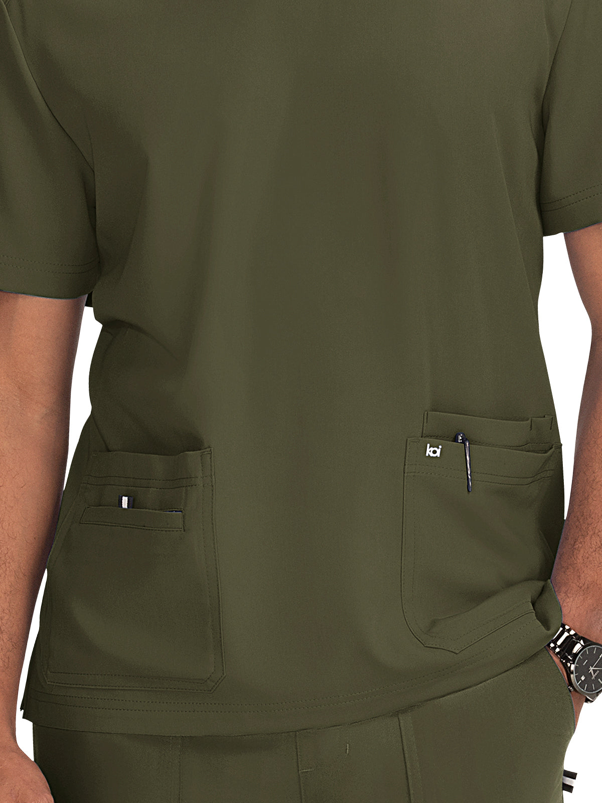 Men's 4-Pocket V-Neck Free To Be Top - 672 - Olive Green