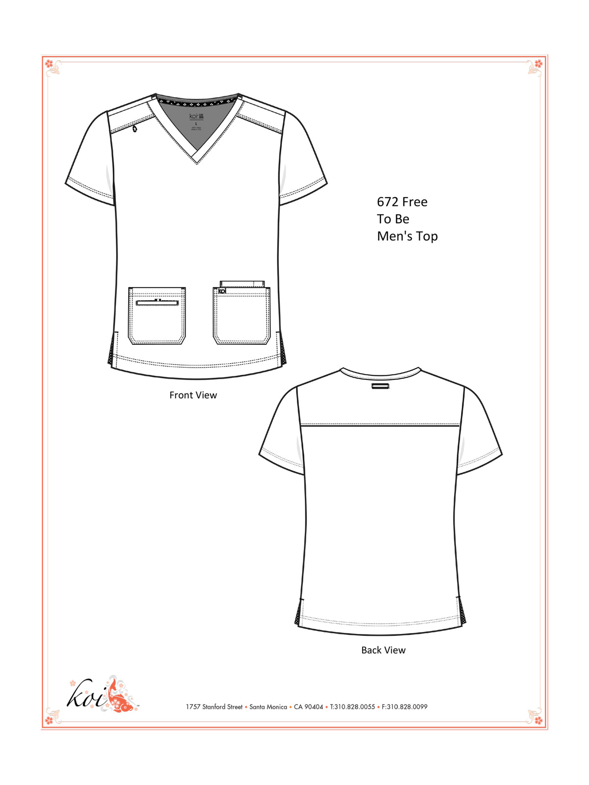 Men's 4-Pocket V-Neck Free To Be Top - 672 - Wine