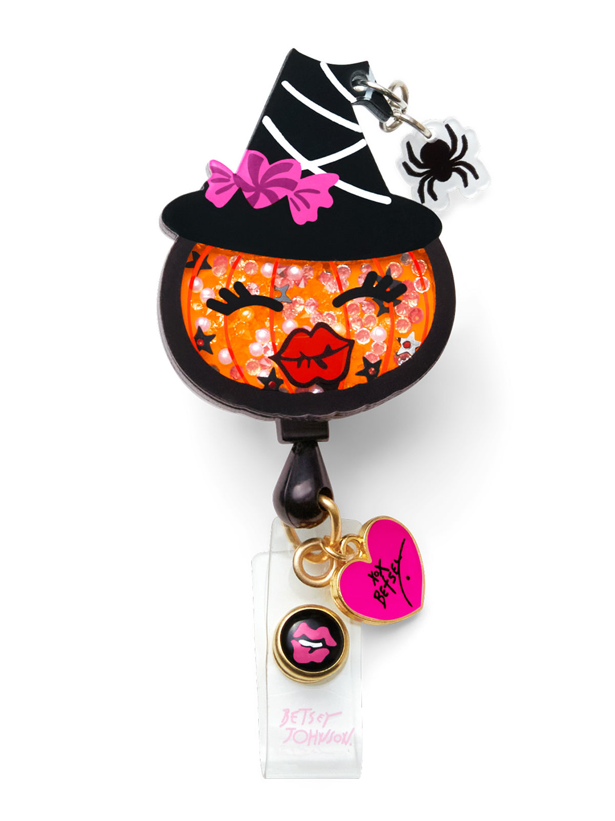 Retractable Cord With Snap Badge Holder Badge Reel - BA156 - Witch Pumpkin