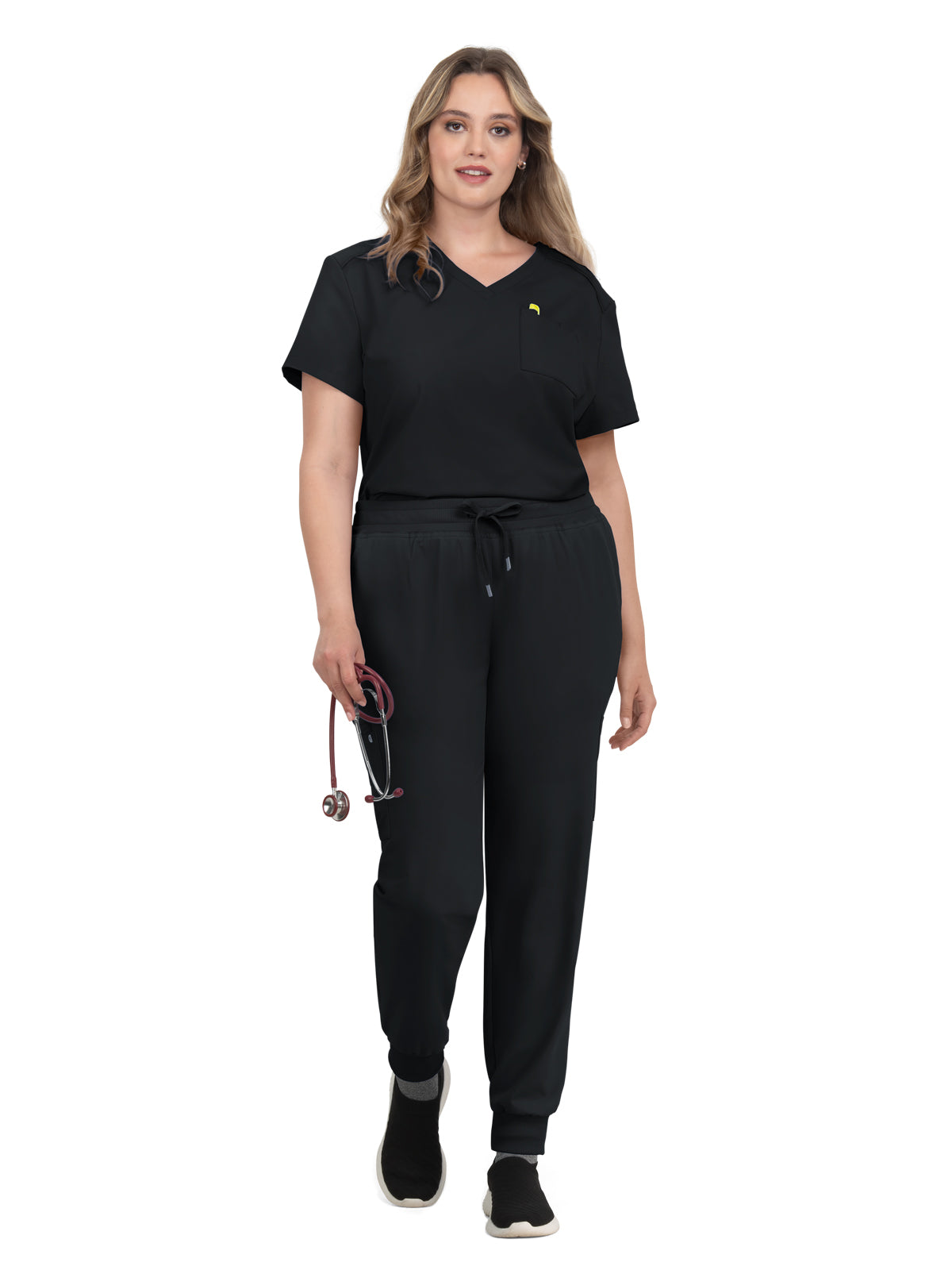 Women's 2-Pocket V-Neck Tuck-In Aura Top - C100 - Black