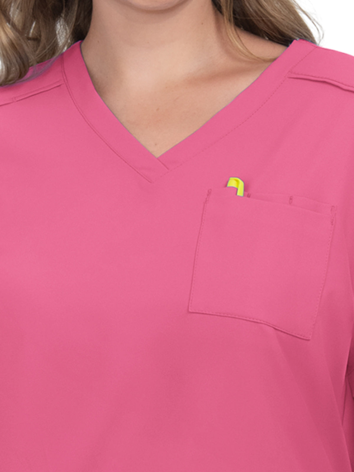 Women's 2-Pocket V-Neck Tuck-In Aura Top - C100 - Carnation