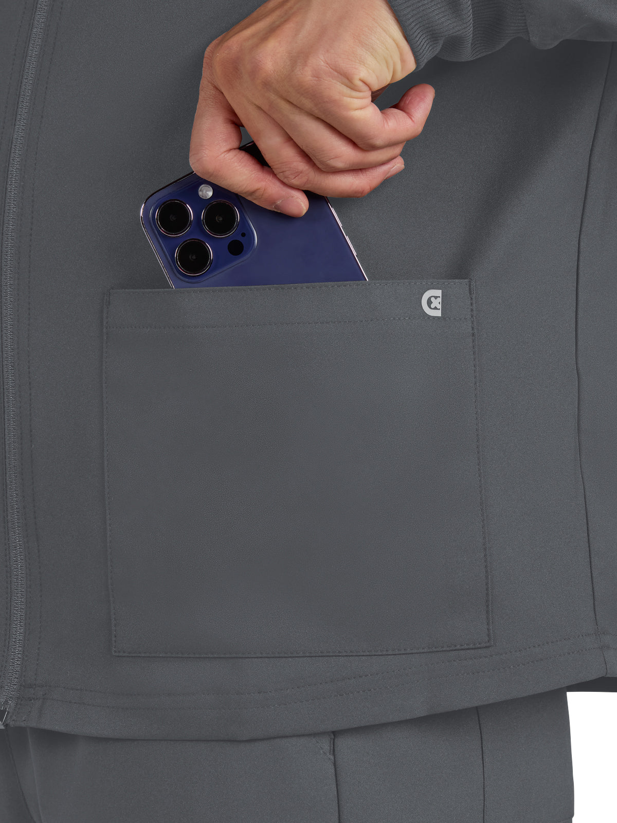 Men's 3-Pocket Zipper-Front Alpha Jacket - C401 - Pewter