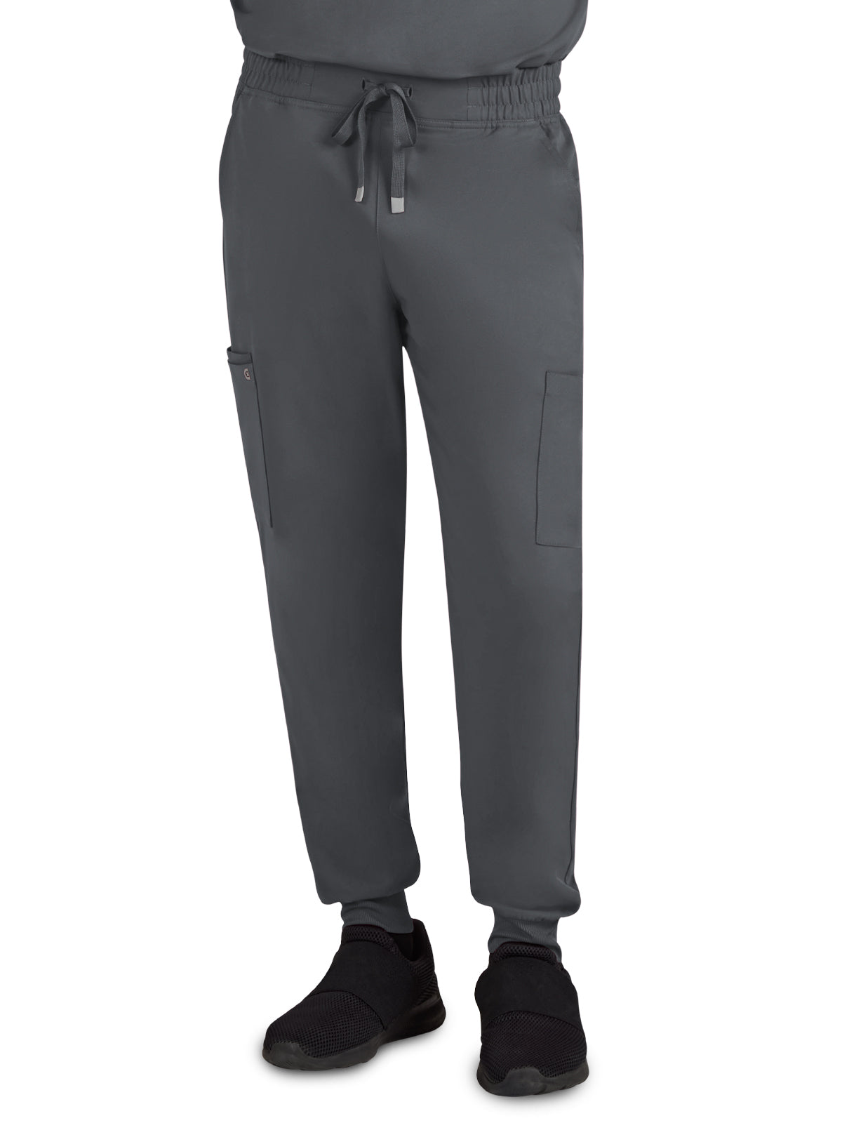 Men's Six-Pocket Drawstring Elastic Waist Connective Jogger Pant - C600 - Pewter