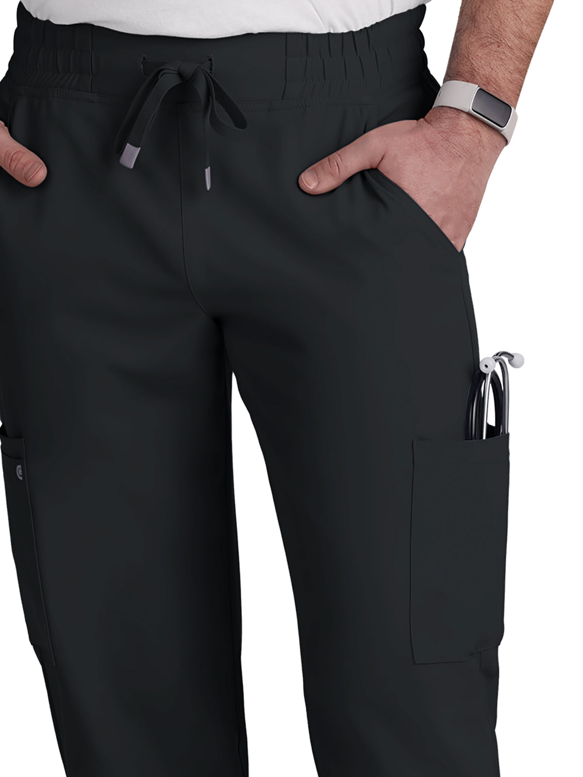 Men's 6-Pocket Drawstring Elastic Waist Neuro Pant - C601 - Black