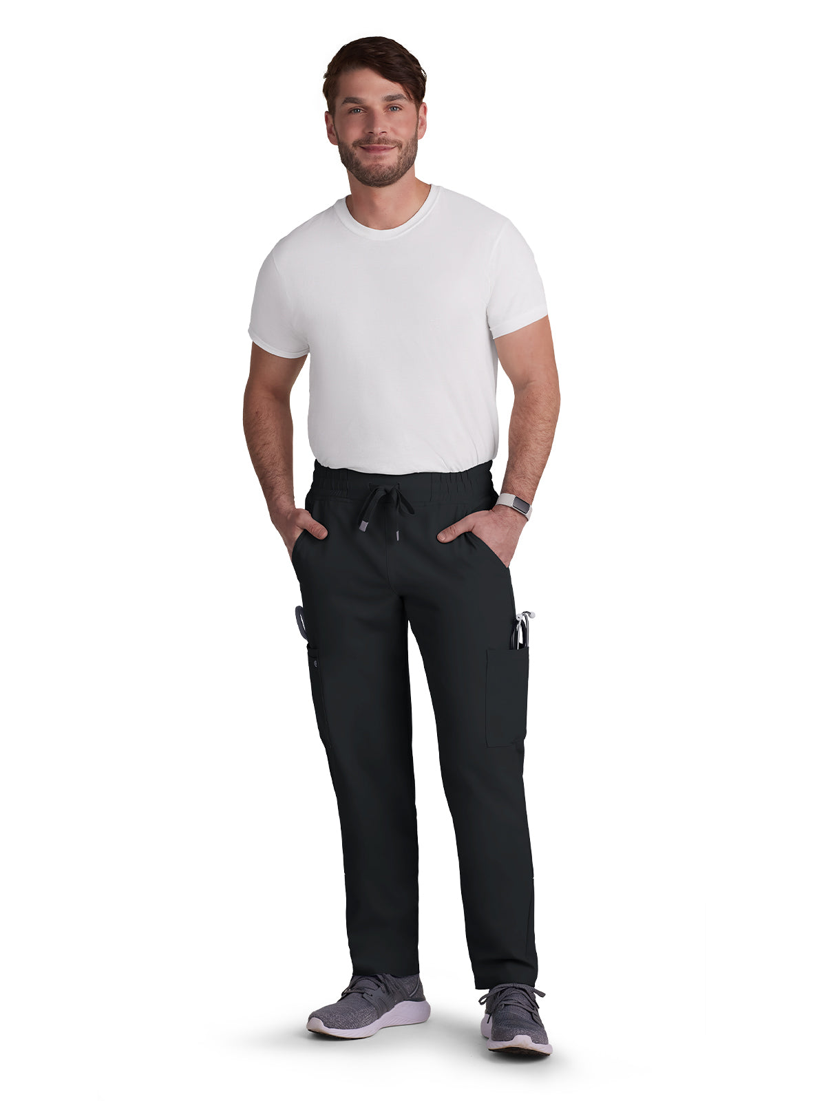 Men's 6-Pocket Drawstring Elastic Waist Neuro Pant - C601 - Black