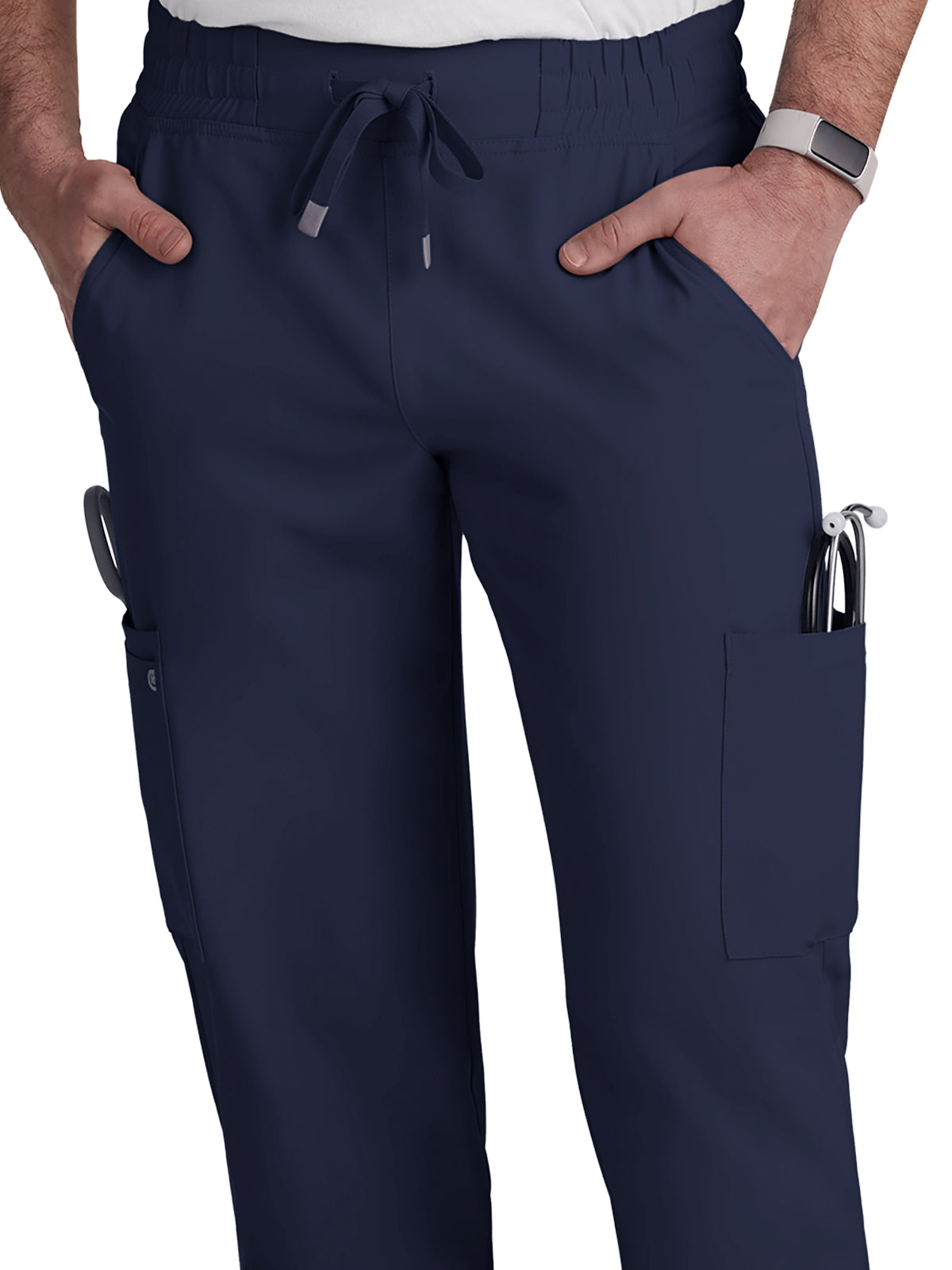 Men's 6-Pocket Drawstring Elastic Waist Neuro Pant - C601 - Navy