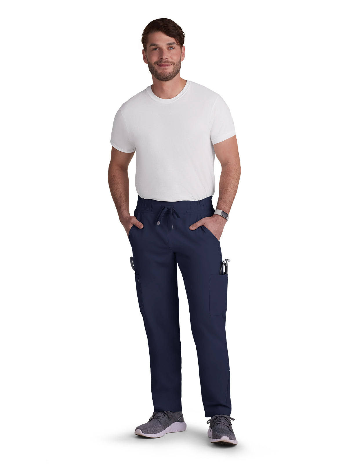Men's 6-Pocket Drawstring Elastic Waist Neuro Pant - C601 - Navy