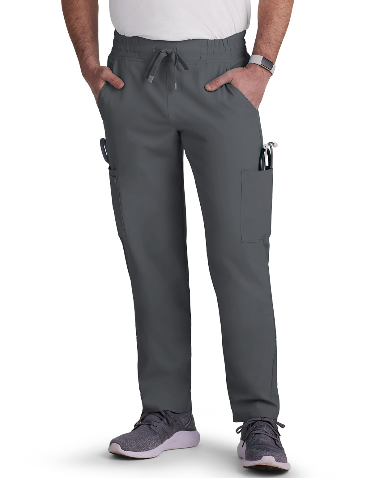 Men's Six-Pocket Drawstring Elastic Waist Neuro Pant - C601 - Pewter