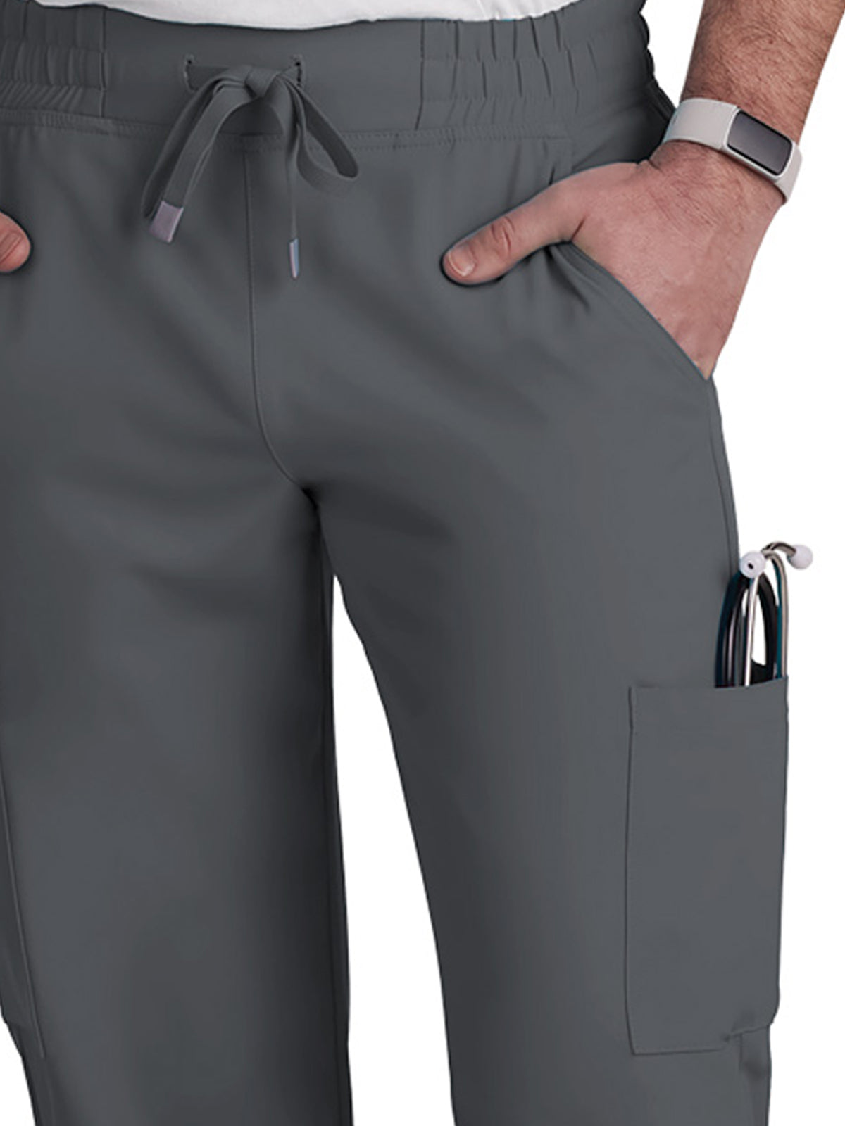 Men's 6-Pocket Drawstring Elastic Waist Neuro Pant - C601 - Pewter