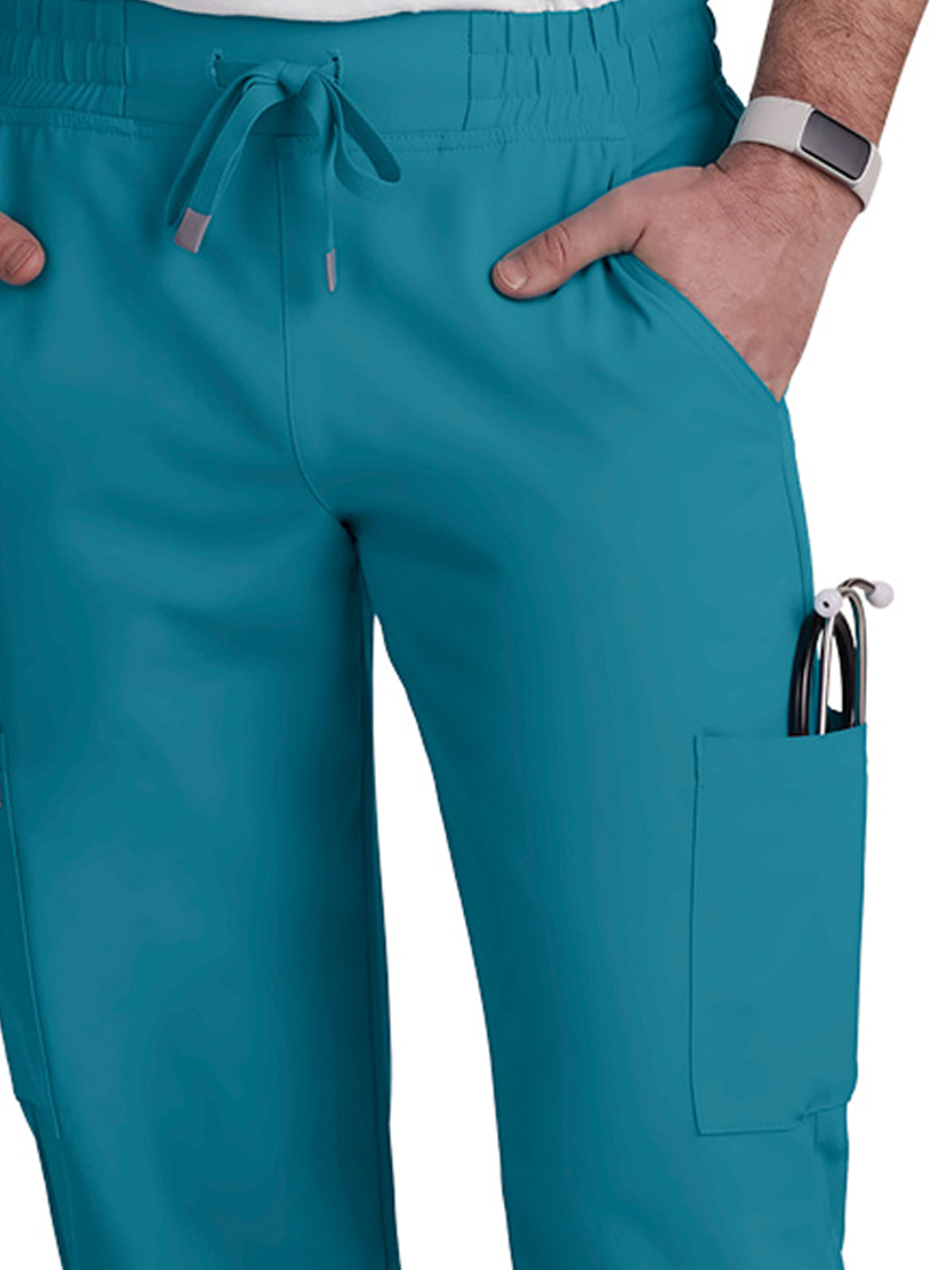 Men's 6-Pocket Drawstring Elastic Waist Neuro Pant - C601 - Teal