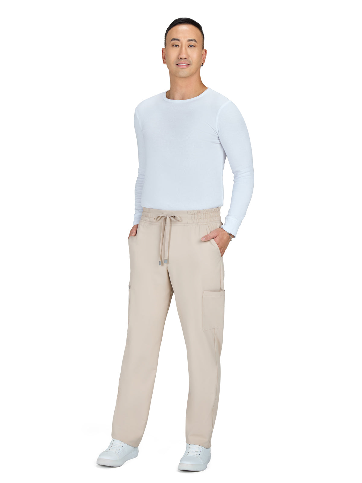 Men's 6-Pocket Drawstring Elastic Waist Neuro Pant - C601 - Khaki
