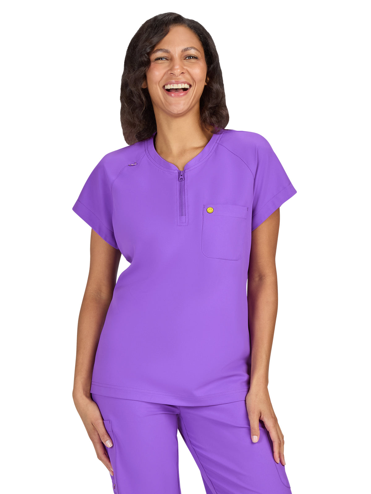 Women's One-Pocket Zipper Neck Ecstatic Top - S100 - Purple Punch