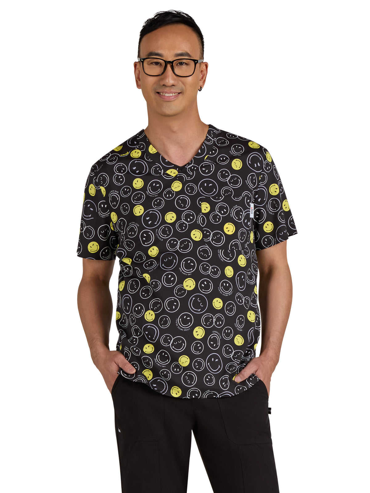 Men's One-Pocket Printed Classic V-Neck Top - S650PR - Doing Great