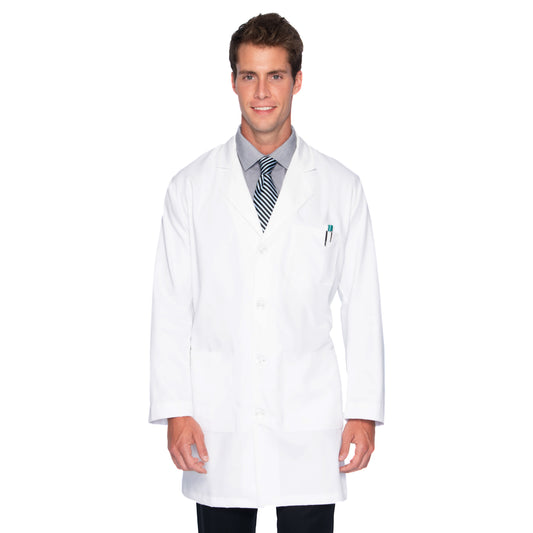 Men's Five-Pocket Poly/Cotton 37" Full-Length Lab Coat - 3124WWVC - White - WWVC