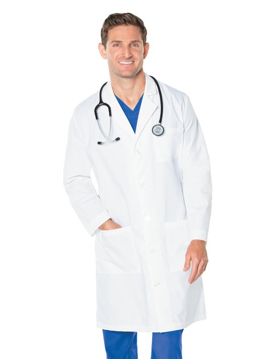 Men's Three-Pocket 41.5" Full-Length Lab Coat - 3145 - White