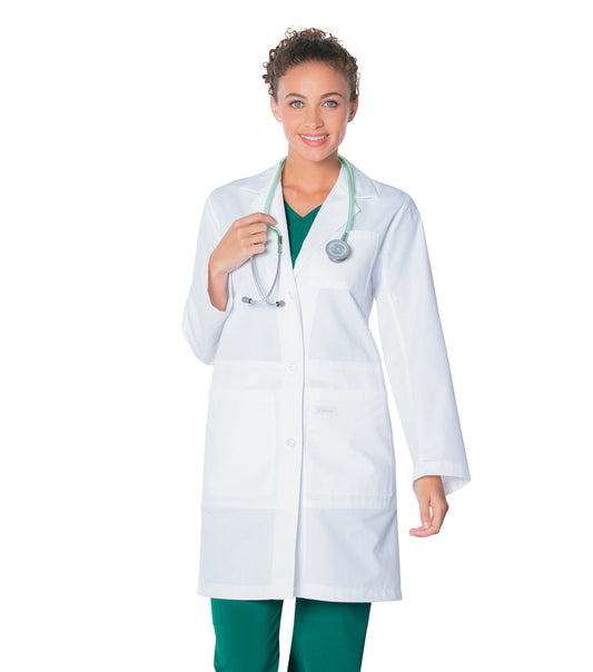 Women's Five-Pocket 36.5" Full-Length Tablet Lab Coat - 3165 - White