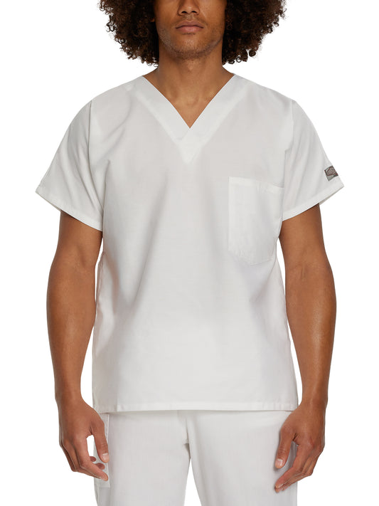 Unisex One-Pocket Dolman Sleeve Tuckable V-Neck Top - 71221 - White