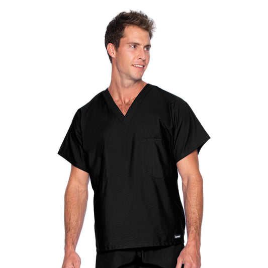 Unisex One-Pocket Reversible V-Neck Top - 7502 - Black