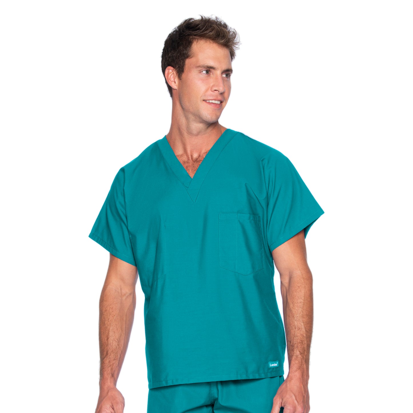 Unisex One-Pocket Reversible V-Neck Top - 7502 - Teal