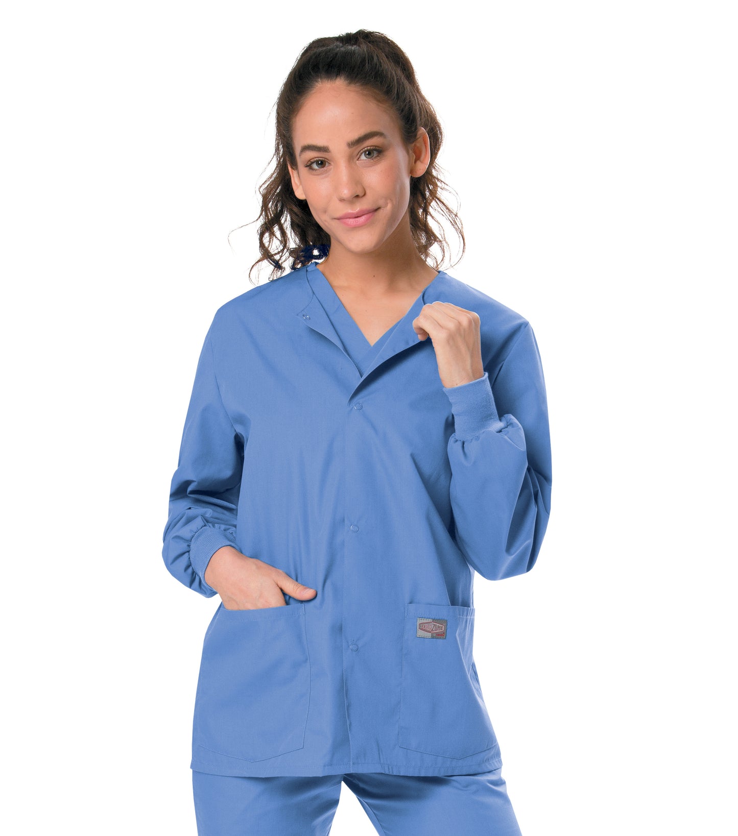 Unisex Three-Pocket Snap-Front Warm-Up Jacket - 75231 - Ceil Blue