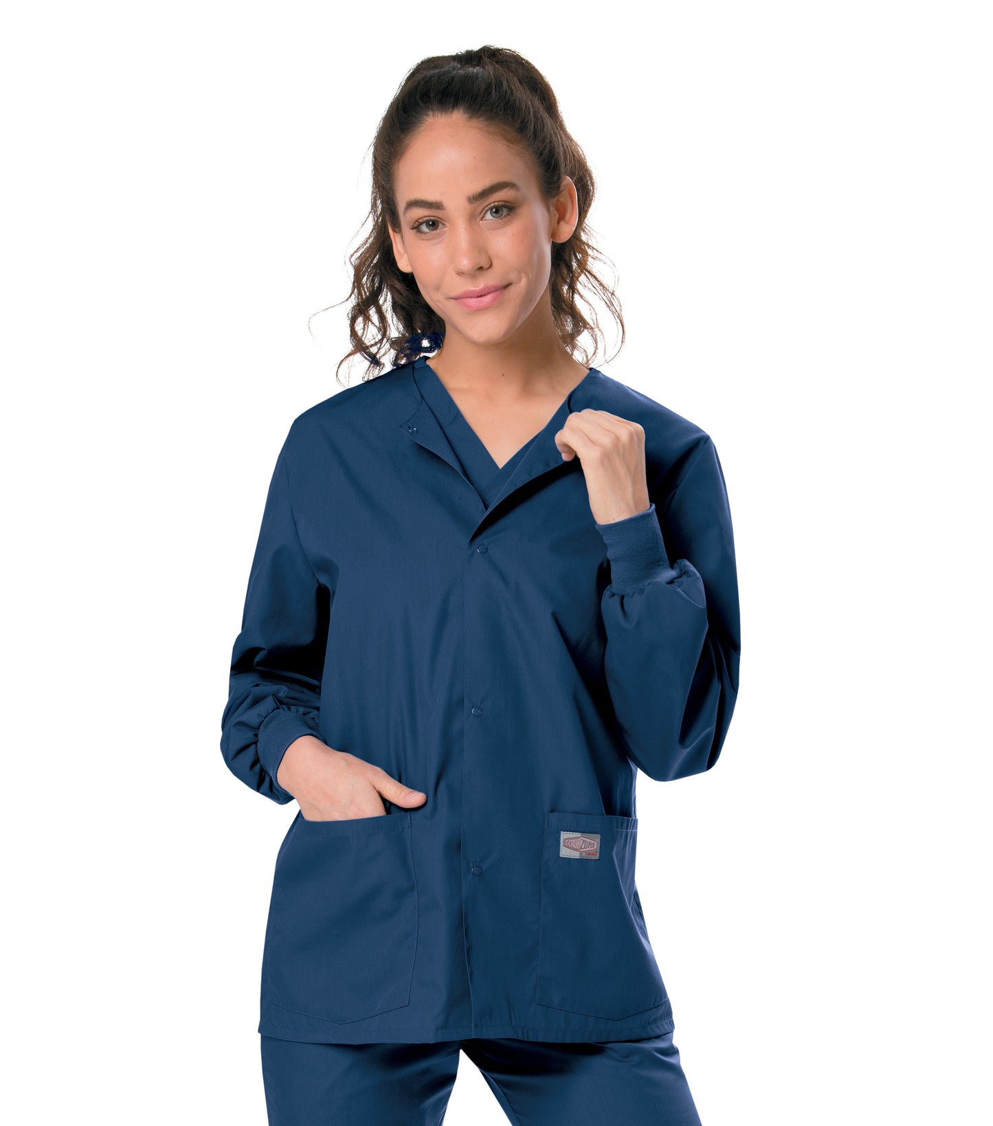 Unisex Three-Pocket Snap-Front Warm-Up Jacket - 75231 - Navy