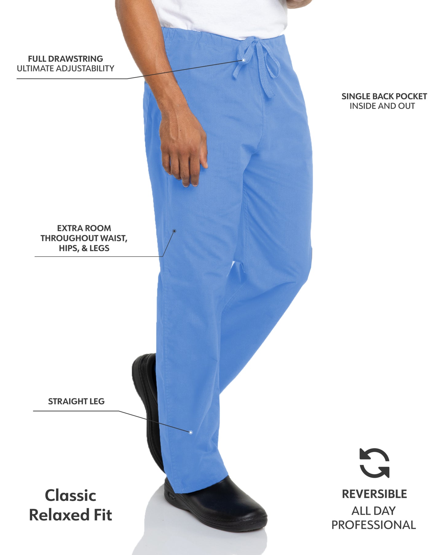Unisex Reversible High-Rise Waist Pant - 7602 - Ceil Blue