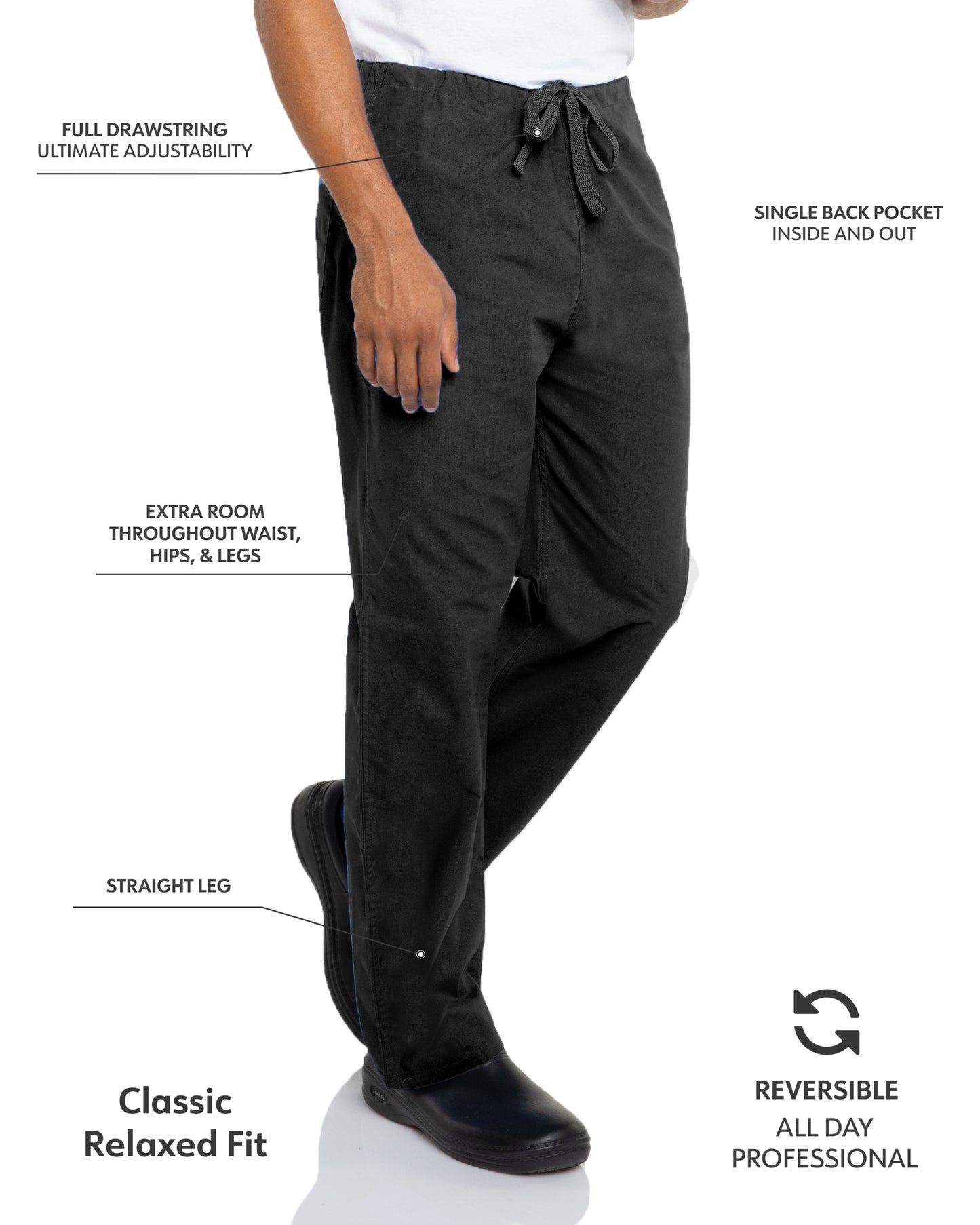 Unisex Reversible High-Rise Waist Pant - 7602 - Black