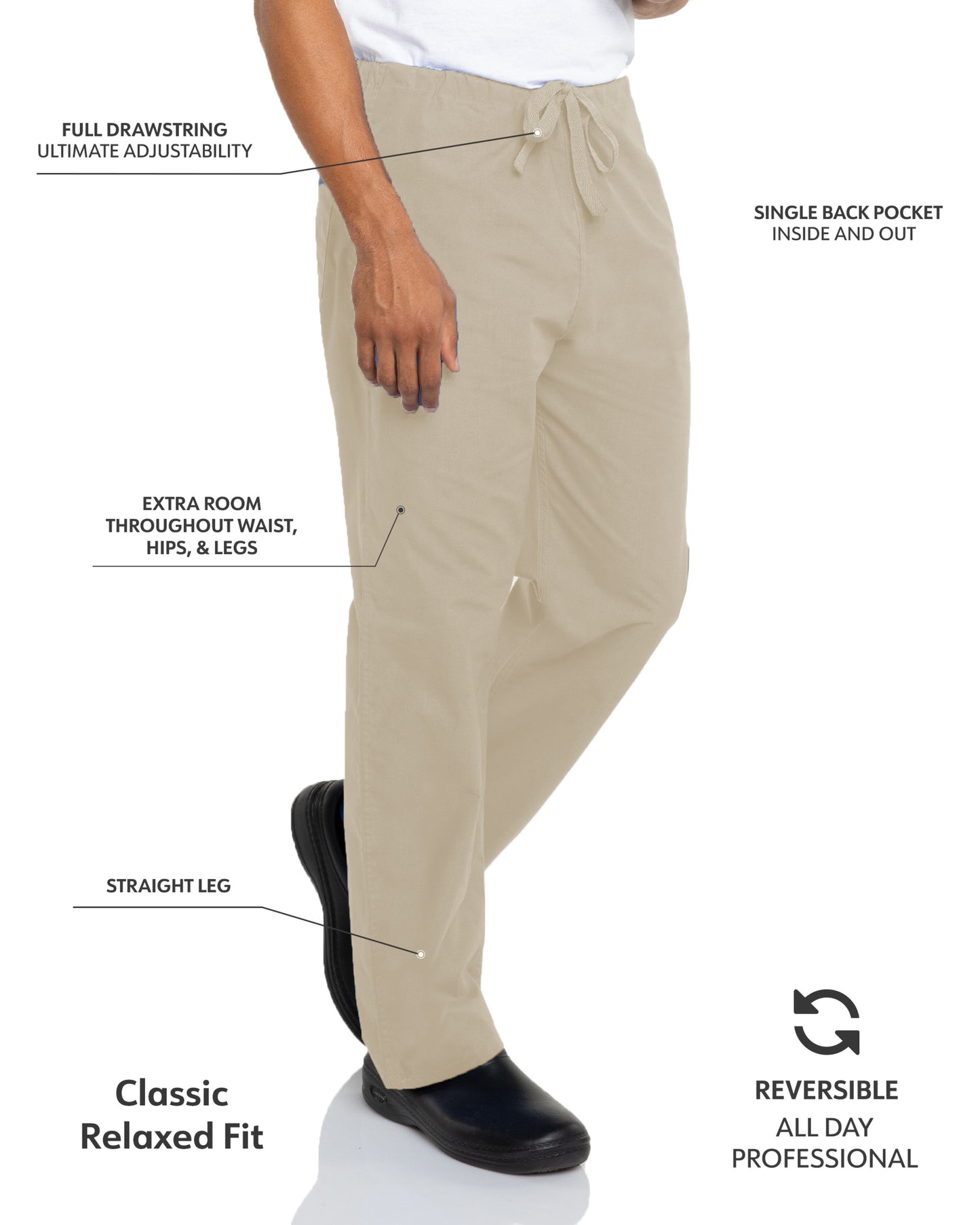 Unisex Reversible High-Rise Waist Pant - 7602 - Sandstone