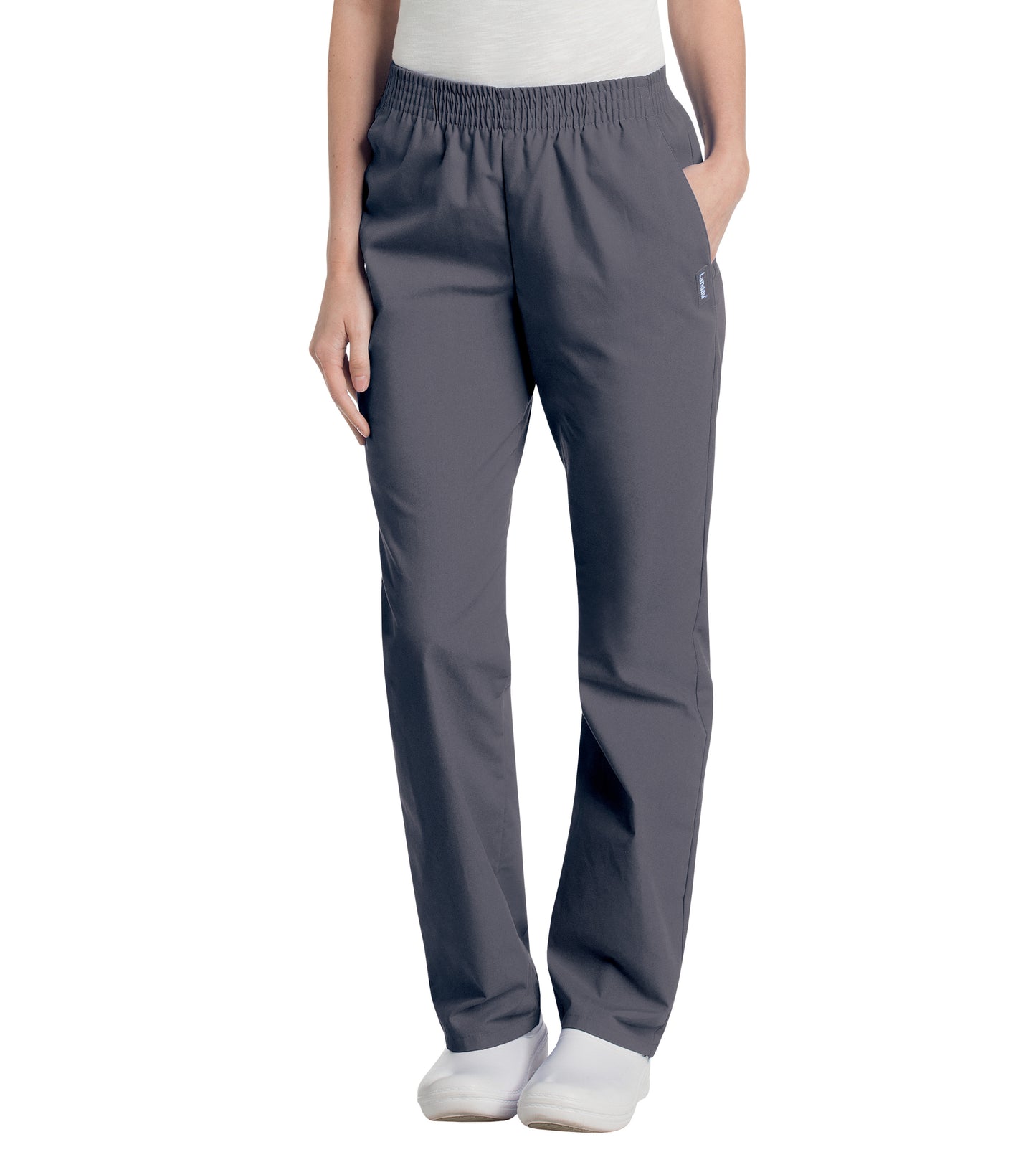 Women's Two-Pocket High-Rise Elastic Waist Straight Leg Pant - 8327 - Steel Grey