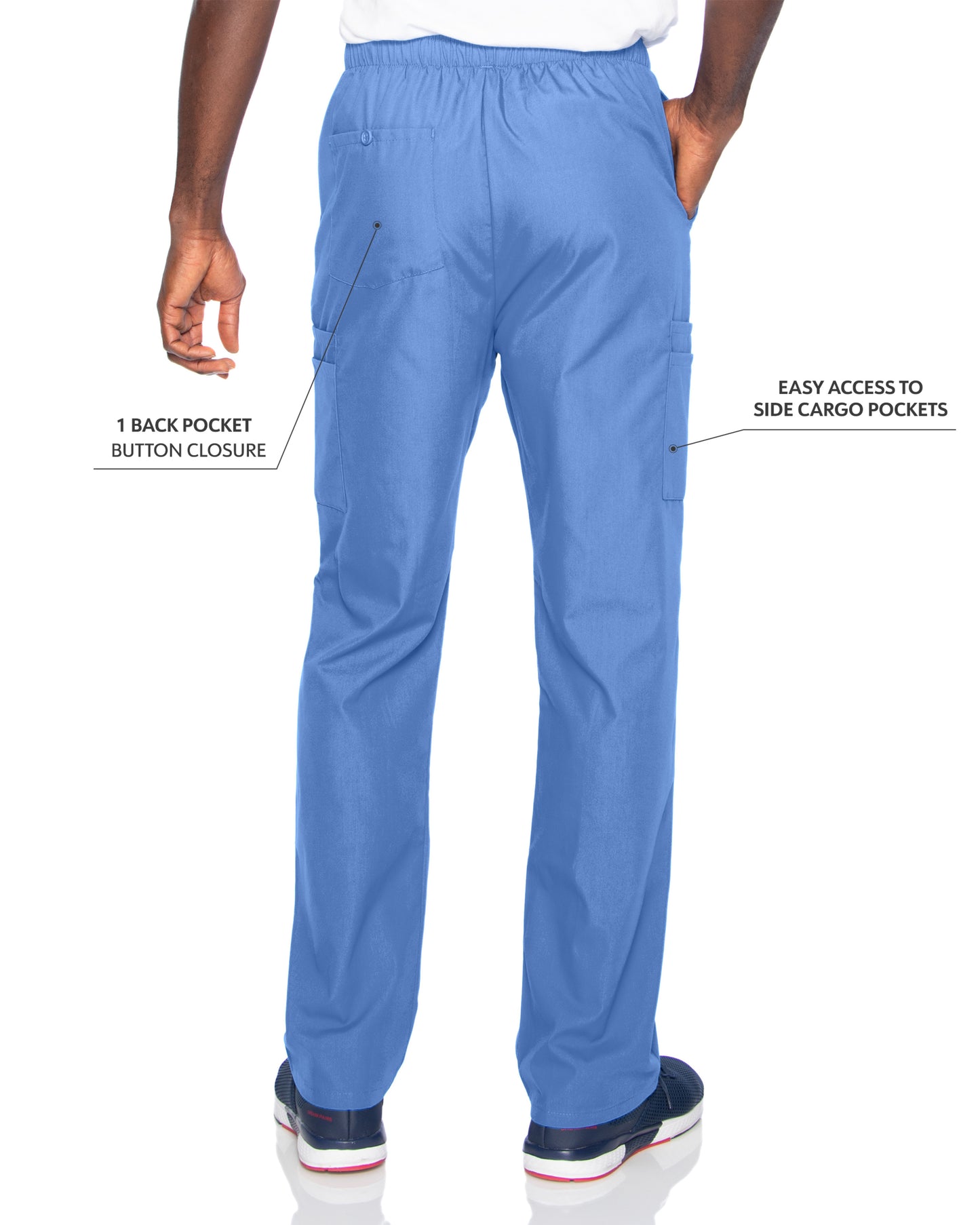 Men's 7-Pocket High-Rise Elastic Waist Cargo Pant - 8555 - Ceil Blue