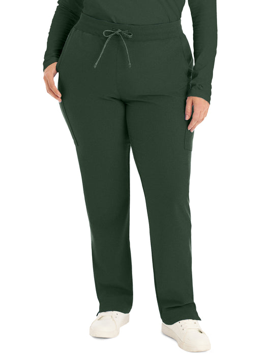 Women's Seven-Pocket Mid-Rise Rib-Knit Elastic Waist Cargo Pant - LB400 - Mountain View