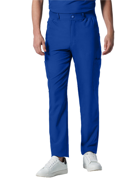 Men's Eight-Pocket Mid-Rise Rib-Knit Elastic Waist Cargo Pant - LB410 - Galaxy