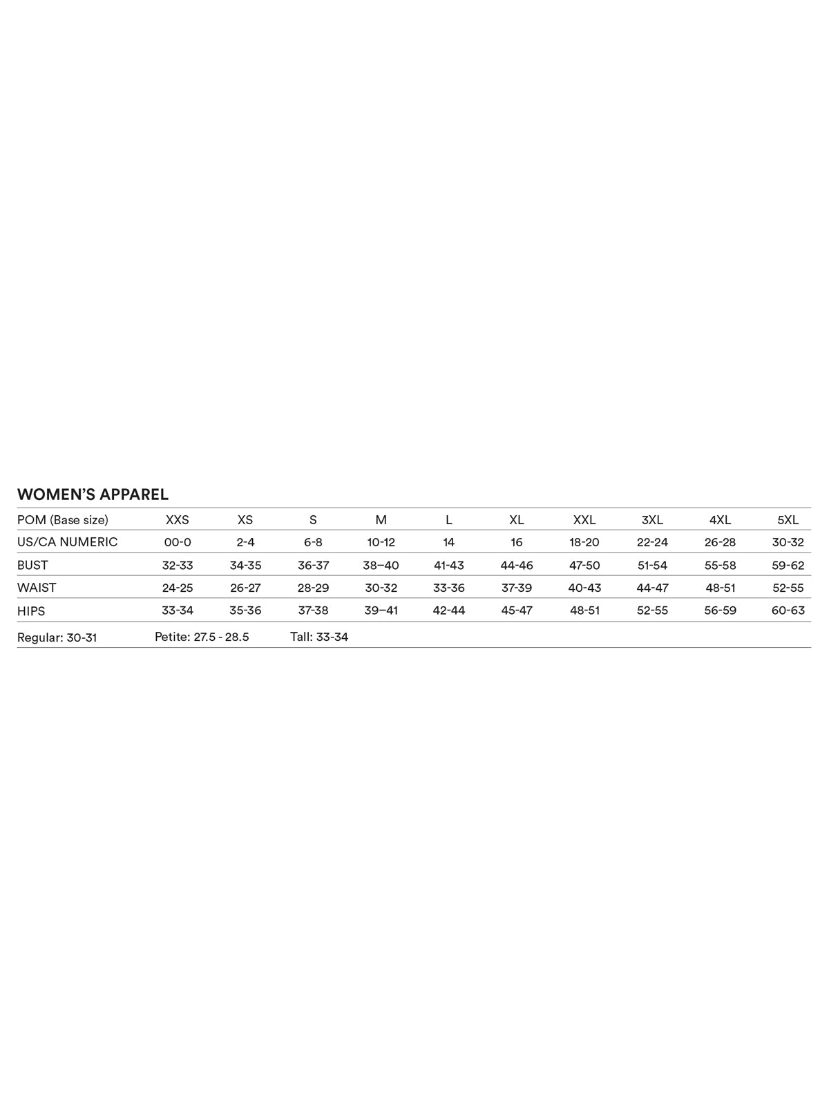 SIZECHART