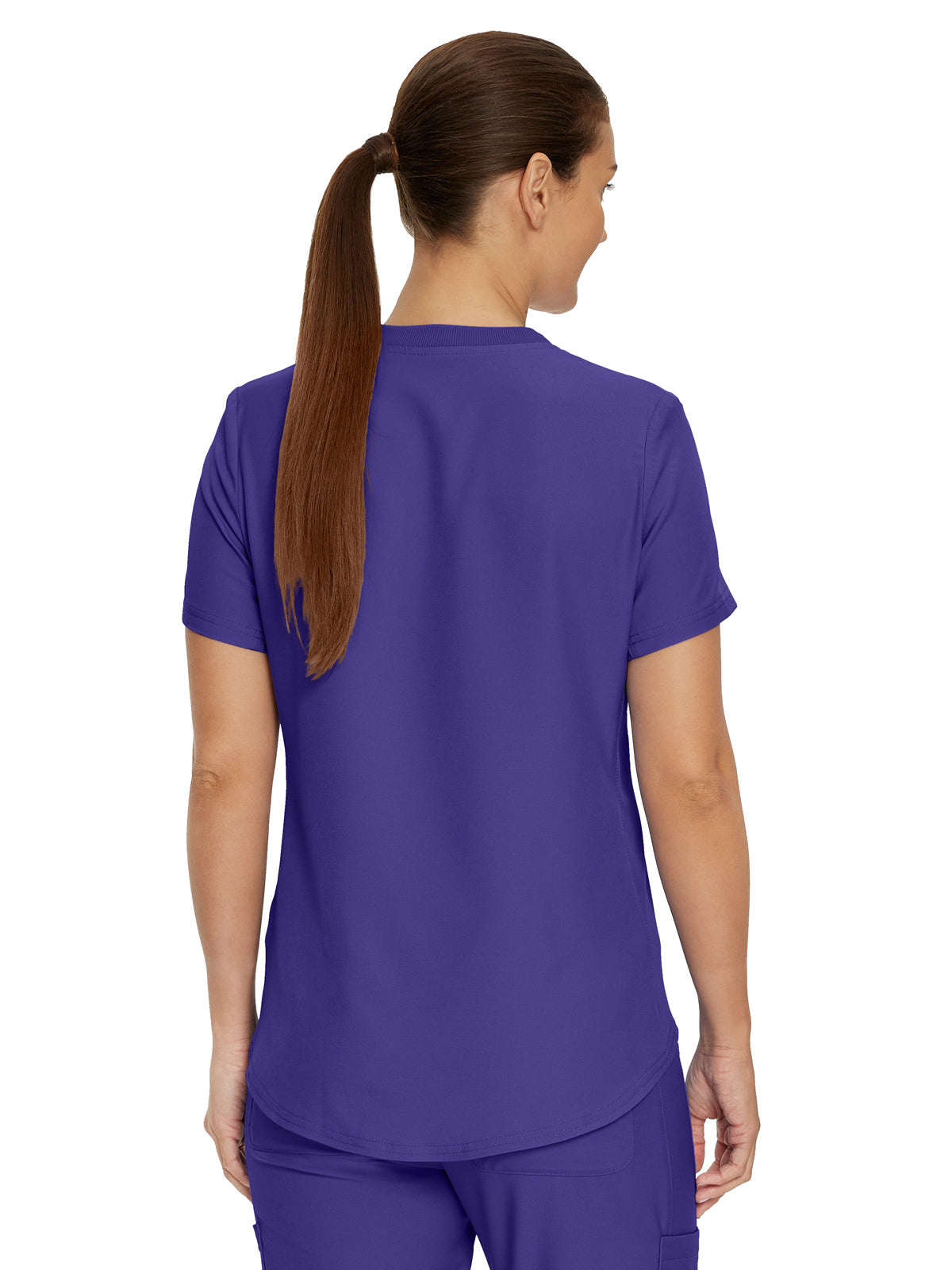 Women's 2-Pocket Shirttail Hemline V-Neck Top - LT101 - Ultra Violet