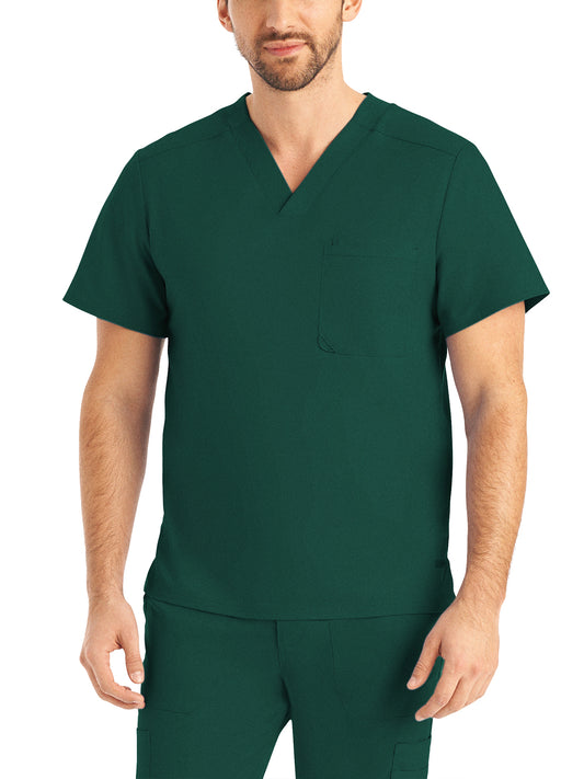 Men's Two-Pocket Tuckable V-Neck Top - LT108 - Hunter