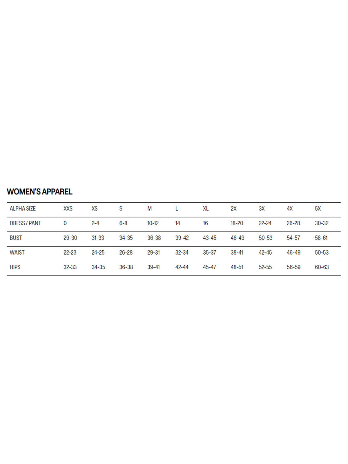 SIZECHART