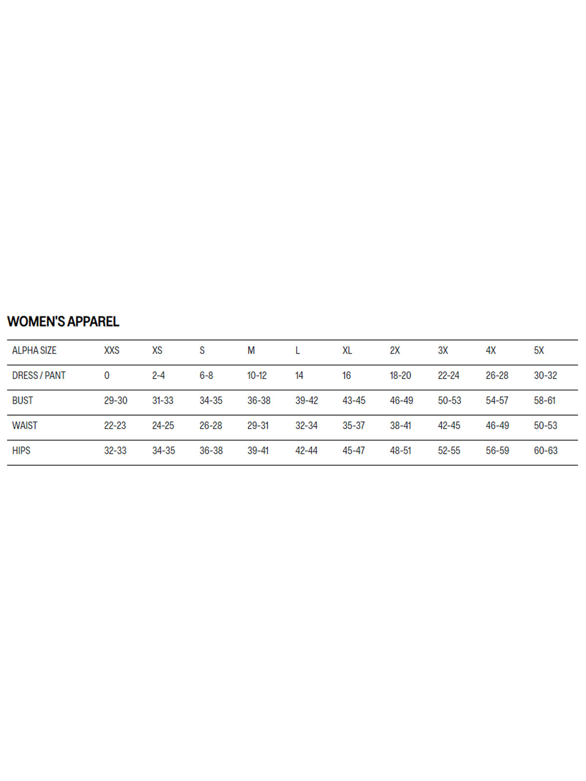 SIZECHART