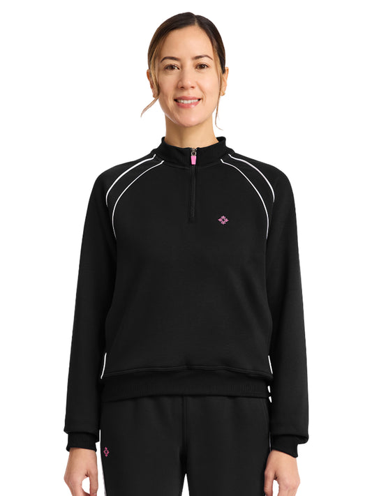 Women's 2-Pocket Scuba Half-Zip Jacket - 328 - Black